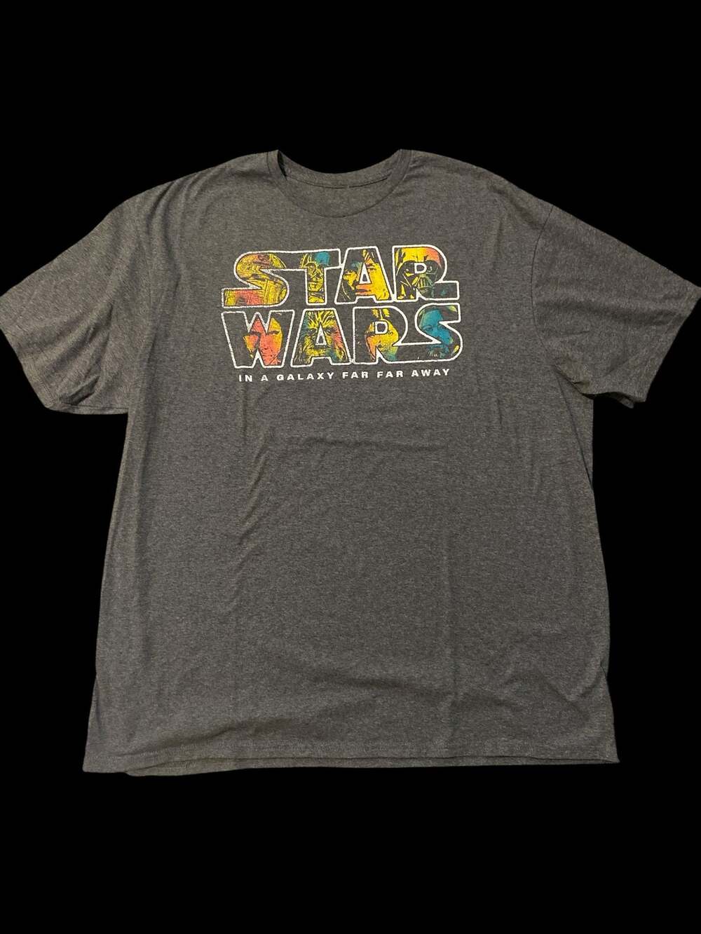 Star Wars "In A Galaxy Far Far Away" Character Logo Graphic T-Shirt Grey